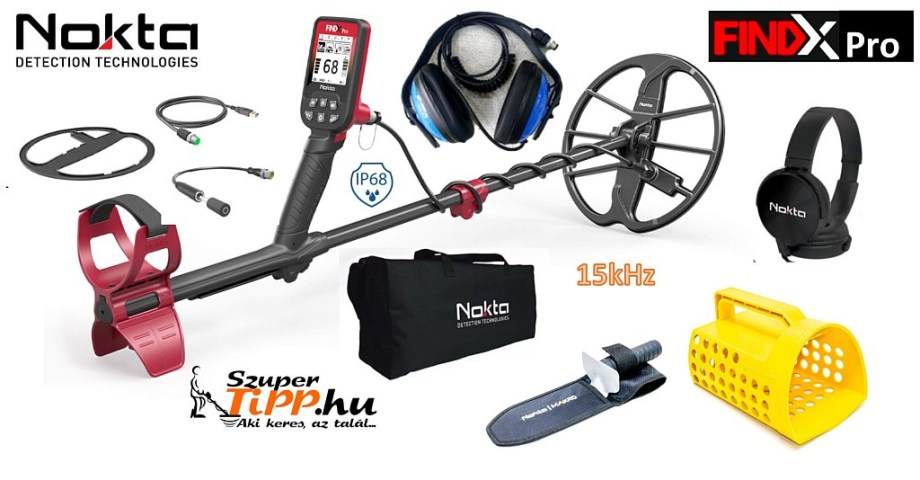 Nokta FindX Pro fémkereső + vízálló fejhallgató + ásószita
